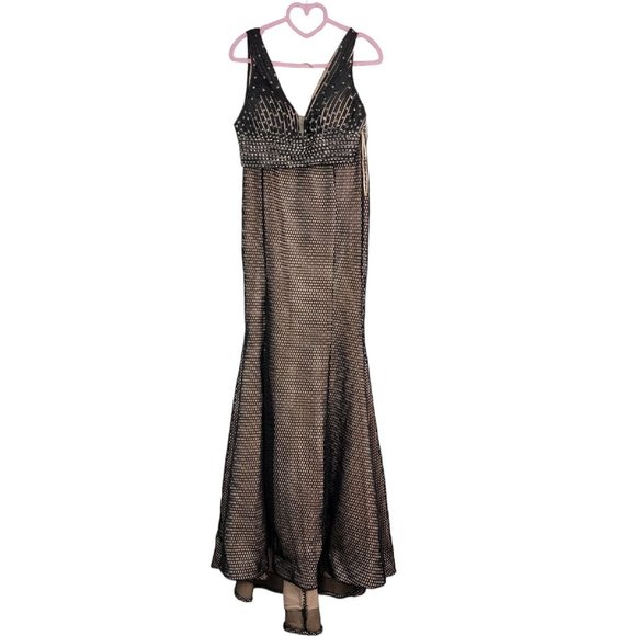 Jovani Black Two Piece Studded Mermaid Fit and Flare Prom Formal Dress Size XS - Picture 1 of 12